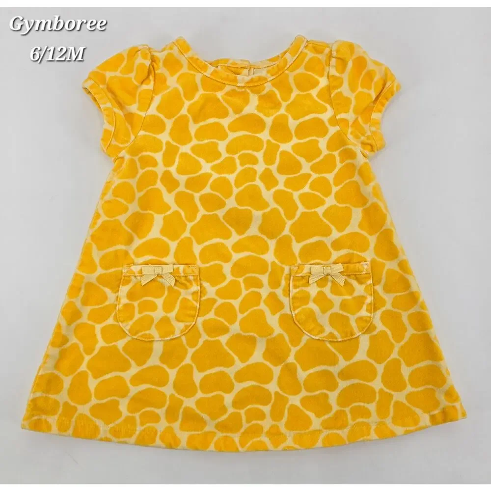 Vintage Gymboree Baby Girl Dress – Giraffe Print – Size 6–12 Months – Y2K Era